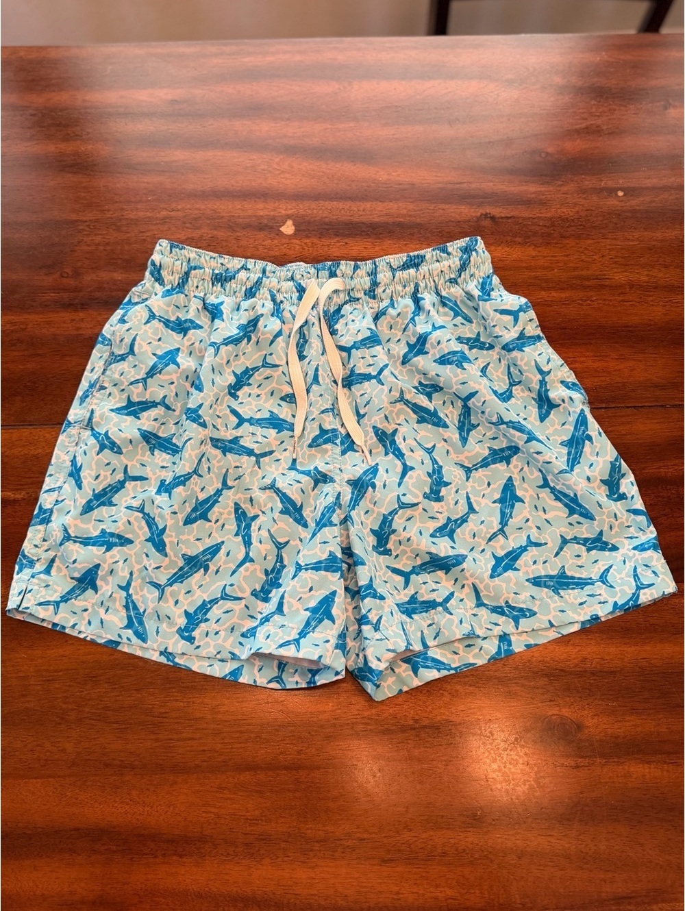 Chubbies Small Swim Trunks with Blue Shark Print